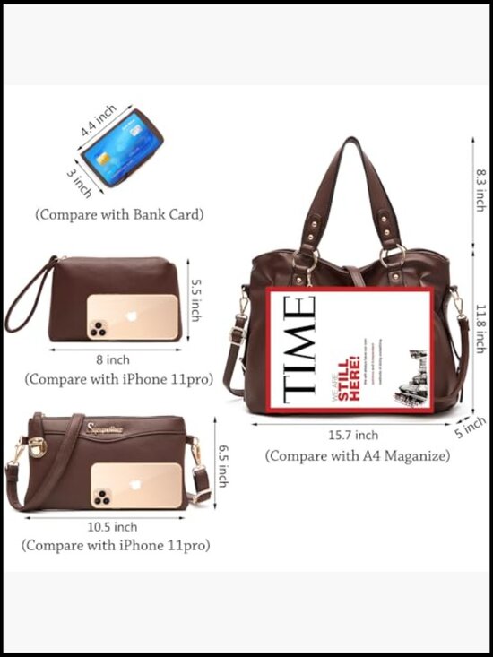 Amazon.com: Soperwillton Purses for Women Large Shoulder  Vegan Leather Hobo Satchel Shoulder Tote Purse Set 4pcs Large Handbag